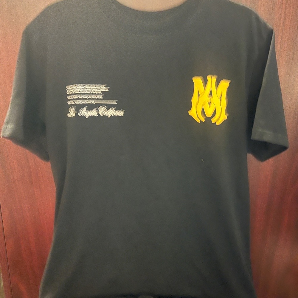 Black Graphic T-Shirt with Yellow Logo